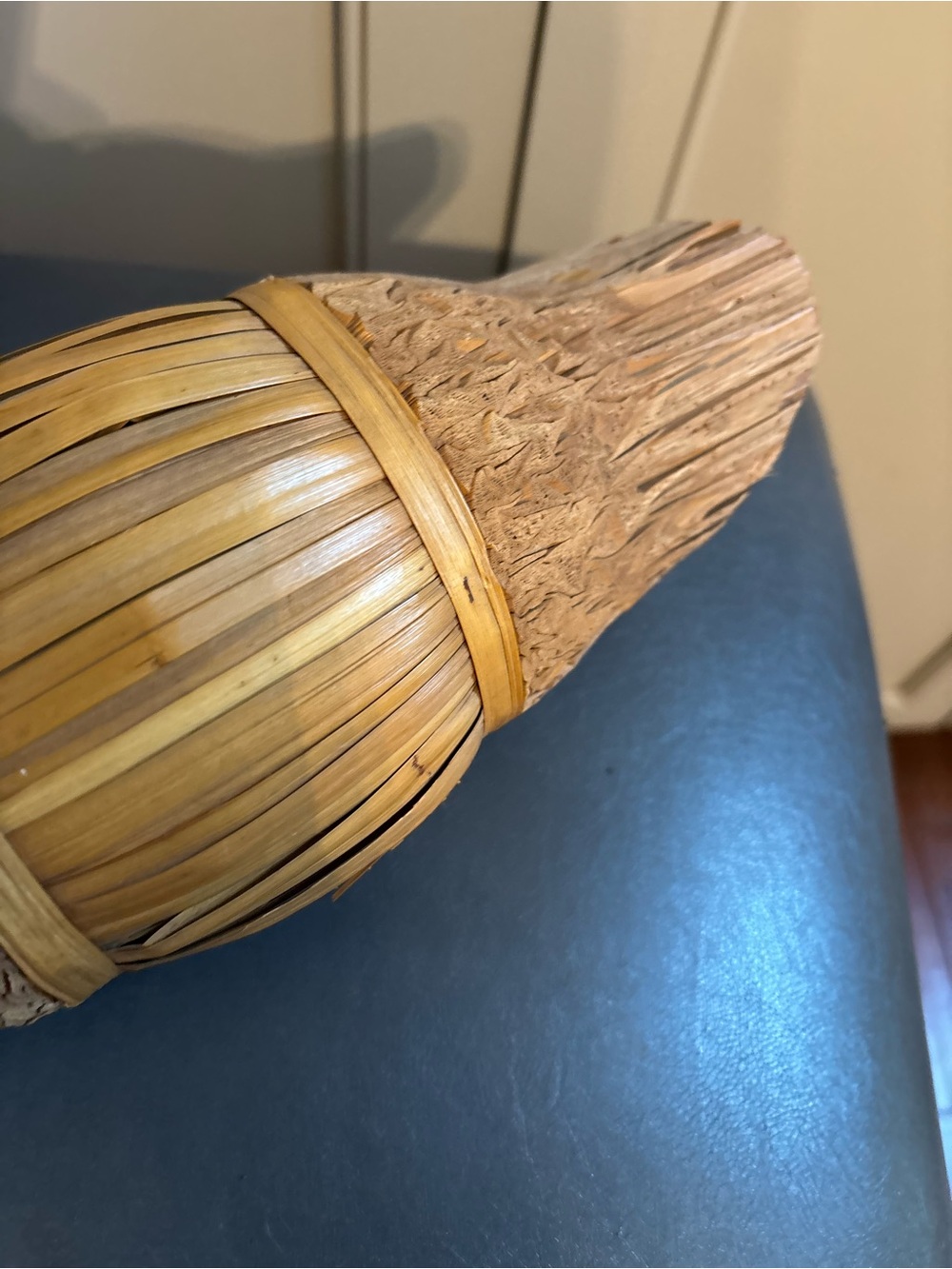 Handmade Wood Straw Duck Statue Art Decor - Picture 3 of 6